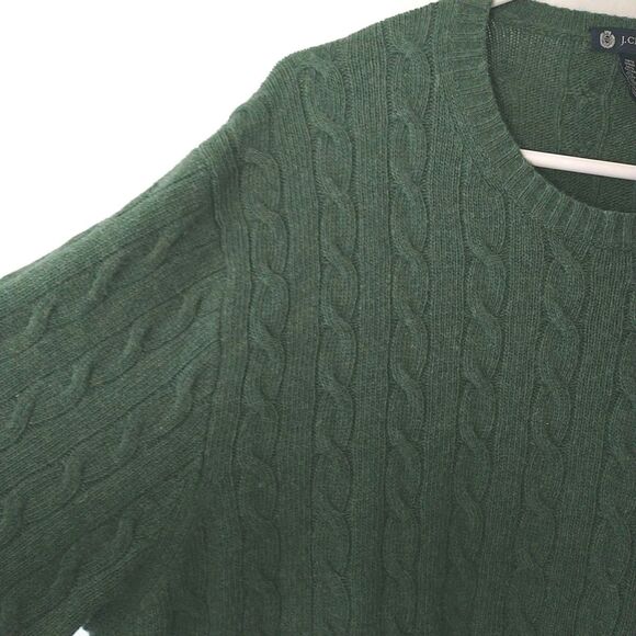 J Crew Sweater Pullover Mens XL Green Cable Knit Wool Cashmere Angora Blend - Picture 2 of 7